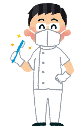 歯ブラシを持って笑っている歯医者