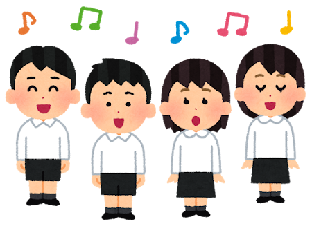 合唱している男女の学生