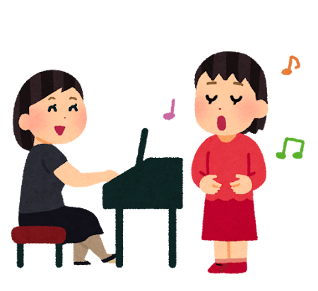 ピアノを弾いている女性と歌っている女性