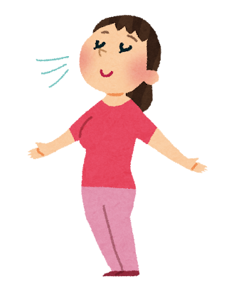 鼻から息を吸っている女性