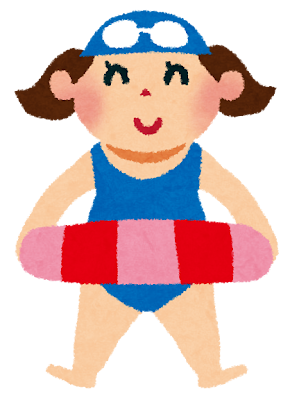 浮き輪をしている女性